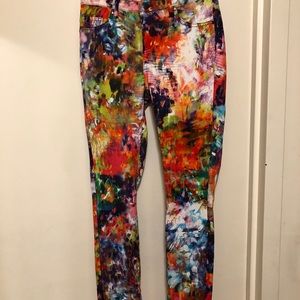 Multicolor Design Jeggings with zipper